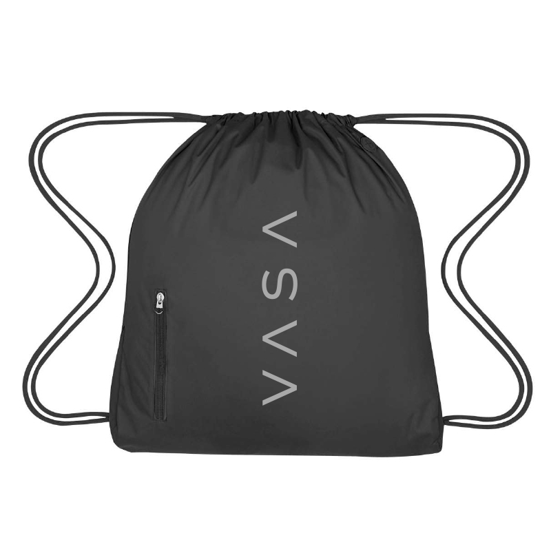 Logo Drawstring Cinch Bag Black/Silver - VASA Fitness